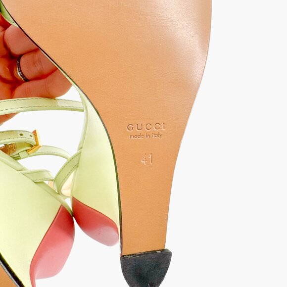 Gucci Crystal Tiger Wedge Sandals EU 41 US 11 Pastel Green Patent Embellished - Picture 11 of 12